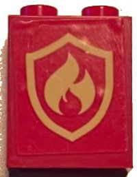 LEGO part Brick 1 x 2 x 2 with Inside Stud Holder with Bright Light Yellow Fire Logo Badge Pattern (Sticker) - Set 60216 3245cpb244