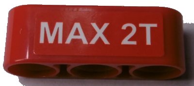 LEGO onderdeel Technic, Liftarm Thick 1 x 3 with 'MAX 2T' Pattern (Sticker) - Set 60181 (32523pb13)