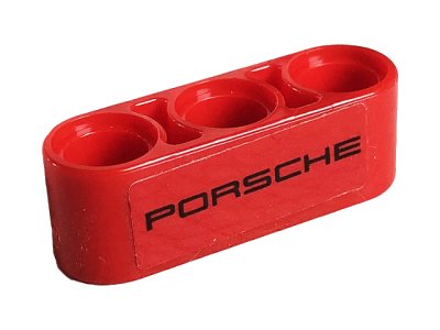 LEGO onderdeel Technic, Liftarm Thick 1 x 3 with Black 'PORSCHE' on Red Background Pattern (Sticker) - Set 42096 (32523pb17)