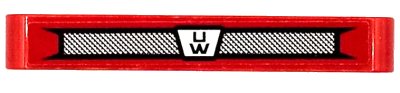 LEGO part Technic, Liftarm Dick 1 x 7 mit schwarzem und silbernem Gitter und 'UW' Logo Muster (Aufkleber) - Set 42098 (32524pb075)