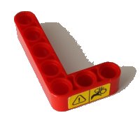 LEGO part Technic, Liftarm, Modifiziert Gebogen Dick L-Form 3 x 5 mit Warnzeichen auf Vorderseite Muster (Aufkleber) - Set 42082 32526pb016