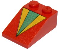 LEGO part Schräge 33 3 x 2 mit Grün und Gelb Dreieck Muster 3298pb027