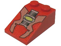 LEGO onderdeel Slope 33 3 x 2 with Sand Red and Light Gray Machinery Parts with Neon Green Oval Pattern (3298px6)