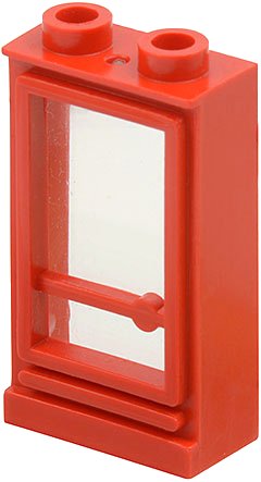 LEGO onderdeel Deur 1 x 2 x 3 Scharnier aan Linker met Trans-Helder Glas (32bc01)