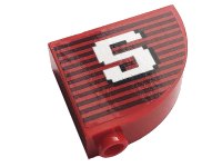LEGO part Slope, Curved 3 x 1 x 2 with Hollow Stud with Gray Stripes and White Letter 'S' Pattern (Sticker) - Set 10272 33243pb11