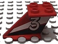 LEGO part Tail 4 x 2 x 2 with White Number 3 Pattern on Left Side (Sticker) - Set 6543 3479pb01L