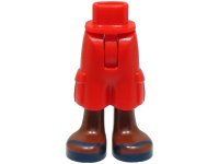 LEGO part Mini Doll Hips and Trousers Cropped Large Pockets with Molded Reddish Brown Legs and Printed Dark Blue Sandals with V-Shaped Straps Pattern - Thin Hinge 35216bc00pb010