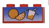 LEGO part Brick 1 x 3 with Orange and Juice Glass Pattern (Sticker) - Set 6561 3622pb009