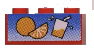 LEGO onderdeel Brick 1 x 3 with Orange and Juice Glass Pattern (Sticker) - Set 6561 (3622pb009)