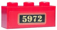 LEGO part Brick 1 x 3 with Gold '5972' on Black Background Pattern (Sticker) - Set 4841 3622pb043