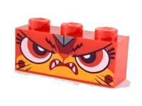 LEGO part Brick 1 x 3 with Cat Face Fierce Pattern (Angry Warrior Kitty) 3622pb109