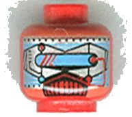LEGO part Minifigure, Head Alien with Blue Eye Mask Small and Black and Red Mouth Grille Pattern 3626pb0247