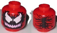 LEGO onderdeel Minifigure, Head Alien with Large White Eyes and Bright Pink Wide Grin with Sharp Teeth on Black Pattern (Carnage) 3626pb1450