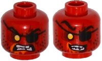 LEGO onderdeel Minifigure, Head Dual Sided Alien Eye Patch, Yellow Sunken Eye, Stubble, Orange Mouth Froth, Evil Smile / Open Mouth Angry Pattern 3626pb1510