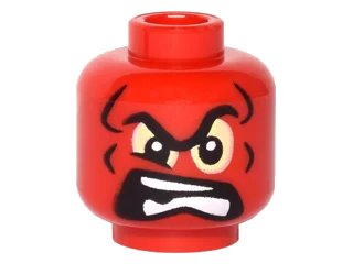 LEGO onderdeel Minifigure, Head Alien with Black Eyebrows, Bright Light Yellow Eyes and Angry Open Mouth with Teeth Pattern (3626pb1529)