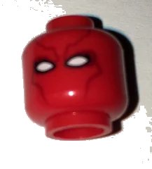 LEGO onderdeel Minifigure, Head Mask with Dark Red Contour Lines and White Eye Holes Pattern (Red Hood) (3626pb1618)