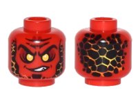 LEGO part Minifigure, Head Alien Lava Monster with Yellow Eyes, Black Rocks, and Lopsided Grin with Teeth Pattern 3626pb1640