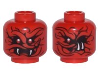 LEGO onderdeel Minifigure, Head Dual Sided Alien Snake with Black Wavy Lines, 2 Red Eyes and 2 White Fangs / 1 Red Eye and 2 White Fangs on Side Pattern 3626pb1754
