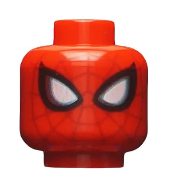LEGO onderdeel Minifigure, Head Alien with Spider-Man Dark Red Webbing, Large White Eyes with Metallic Light Blue Edges and Black Borders Pattern - Hollow Stud (3626pb2265)