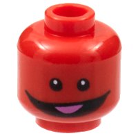 LEGO part Minifigure, Head Alien with Black Eyes and Wide Smile with Dark Pink Tongue Pattern - Hollow Stud 3626pb3021