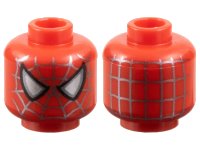 LEGO part Minifigure, Head Alien with Spider-Man Dark Silver Webbing, Large Silver Eyes with Dark Silver Edges and Black Borders Pattern - Vented Stud 3626pb3442