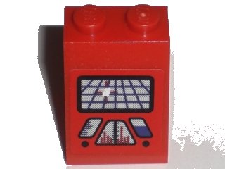 LEGO onderdeel Slope 65 2 x 2 x 2 with Bottom Tube with Control Console Pattern (Sticker) - Set 5984 (3678bpb024)