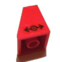 LEGO onderdeel Slope 65 2 x 2 x 2 with Bottom Tube with Train Logo Black Pattern Left (Sticker) - Set 7898 3678bpb028L