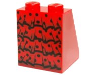 LEGO onderdeel Slope 65 2 x 2 x 2 with Bottom Tube with Minifigure Dress / Skirt / Robe, Black Flamenco Ruffles and Polka Dots Pattern 3678bpb040