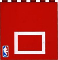 LEGO part Brick 1 x 6 x 5 with White Rectangle and NBA Logo (Basketball Backboard) Pattern 3754pb05