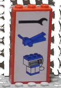 LEGO part Brick 1 x 3 x 5 with Wrench, Jack, and Pump Pattern 3755pb02