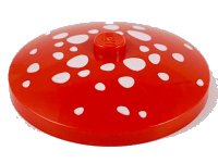 LEGO part Dish 4 x 4 Inverted (Radar) with Solid Stud with White Spots (Mushroom Top) Pattern 3960pb006