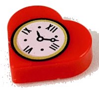 LEGO part Tile, Round 1 x 1 Heart with Clock Pattern 39739pb01