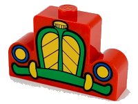 LEGO part Brick, Modified 1 x 4 x 2 Center Stud Top with Car Grille Mickey green/yellow Pattern 4088px6