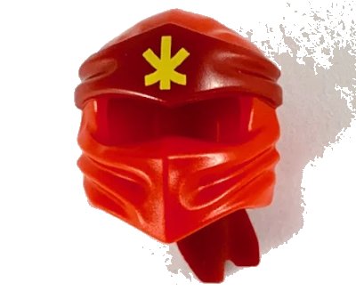 LEGO onderdeel Minifigure, Headgear Ninjago Wrap Type 4 with Molded Dark Red Headband and Printed Yellow Ninjago Logogram Letter K Pattern (40925pb07)