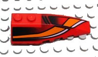 LEGO part Wedge 6 x 2 Right with White/Orange Curves and Black Fade Pattern 41747pb013