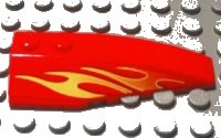 LEGO part Wedge 6 x 2 Right with Orange and Yellow Flames Pattern (Sticker) - Set 8667 41747pb039