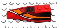 LEGO part Wedge 6 x 2 Left with White/Orange Curves and Black Fade Pattern 41748pb013