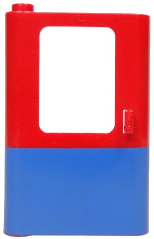 LEGO onderdeel Door 1 x 4 x 5 Train Left, Thin Support at Bottom with Blue Bottom Half Pattern (4181p05)