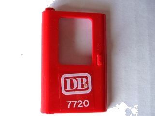 LEGO onderdeel Door 1 x 4 x 5 Train Left, Thin Support at Bottom with White 'DB 7720' Pattern (Sticker) - Set 7720 (4181pb012)