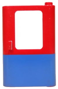 LEGO onderdeel Door 1 x 4 x 5 Train Right, Thin Support at Bottom with Blue Bottom Half Pattern 4182p05