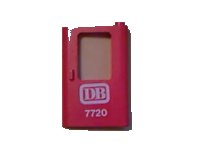 LEGO onderdeel Door 1 x 4 x 5 Train Right, Thin Support at Bottom with White 'DB 7720' Pattern (Sticker) - Set 7720 4182pb012