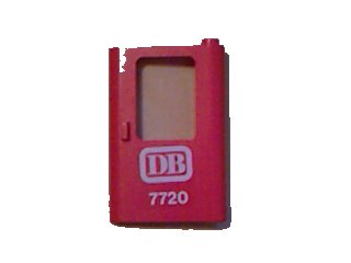 LEGO onderdeel Door 1 x 4 x 5 Train Right, Thin Support at Bottom with White 'DB 7720' Pattern (Sticker) - Set 7720 (4182pb012)