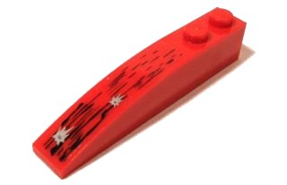 LEGO onderdeel Slope, Curved 6 x 1 with Black Damage and Bullet Holes Pattern (Sticker) - Set 5973 (42022pb17)