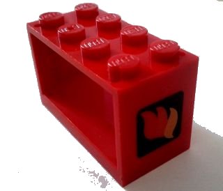 LEGO onderdeel String Reel 2 x 4 x 2 Holder with Classic Fire Logo Pattern (4209p01)
