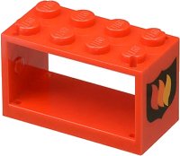 LEGO part String Reel 2 x 4 x 2 Holder with Fire Logo Badge Pattern 4209p02