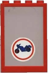 LEGO part Window 1 x 4 x 5 with Fixed Glass and Blue Motorcycle and Red Circle Pattern (Sticker) - Set 6373 4347pb01