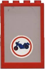 LEGO onderdeel Window 1 x 4 x 5 with Fixed Glass and Blue Motorcycle and Red Circle Pattern (Sticker) - Set 6373 (4347pb01)
