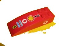LEGO part Slope, Curved 6 x 2 with Number 2, Shell, Vodafone, Olympus, Fiat, and Ferrari Logos on Top, Vodafone Logo on Both Sides Pattern (Stickers) - Sets 8362 / 8375 / 8654 44126pb032