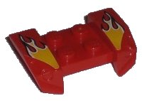 LEGO part Vehicle, Mudguard 2 x 4 with Headlights Overhang with Yellow Flame Pattern on Both Sides (Stickers) - Set 8195 44674pb07