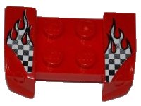 LEGO part Vehicle, Mudguard 2 x 4 with Headlights Overhang with Checkered Flames Pattern on Both Sides (Stickers) - Set 8198 44674pb20